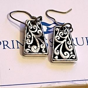 VINTAGE Black Onyx and Sterling Silver Earrings